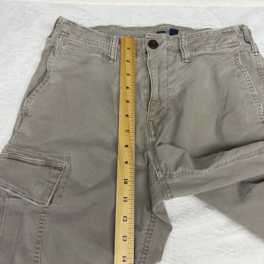 American Eagle Cargo Pants Mens 29x34 Khaki Cotton Distressed Y2k Grunge